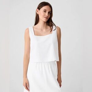GAP Cropped Linen-Blend Squareneck Tank Top